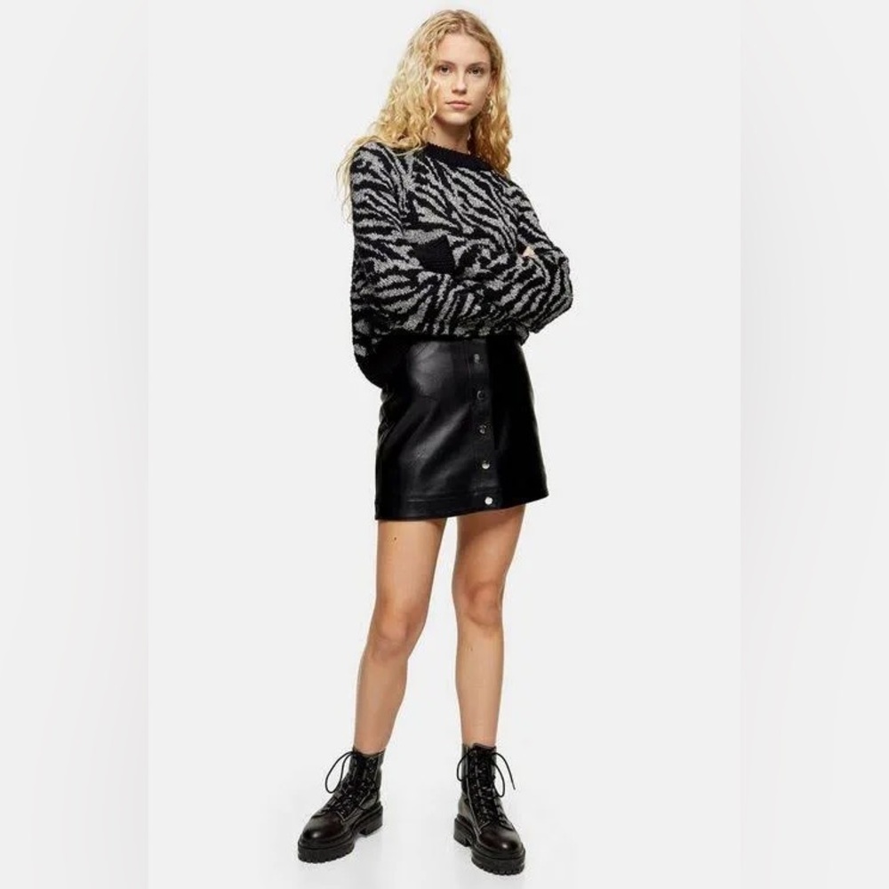 TopShop Dixie Popper Polyurethane Mini Skirt in US 2